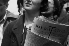 Dorothea Lange. May Day Listener, San Francisco, 1934. Gelatin silver print. © The Dorothea Lange Collection, the Oakland Museum of California, City of Oakland, Gift of James and Lisa Heyman in honor of Therese Thau Heyman Dorothea Lange. May Day Listener, San Francisco, 1934. Gelatin silver print. © The Dorothea Lange Collection, the Oakland Museum of California, City of Oakland, Gift of James and Lisa Heyman in honor of Therese Thau Heyman