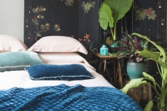 Silk Velvet-Quilted Throw Blanket in Cenote