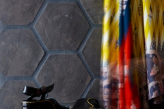 cle-tile: Belgian reproduction, star cross, Flemish black dark grout; Photograph by Laurie Frankel