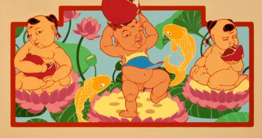 • Phung Huynh — Bear Fruit, Bare Children, acrylic paint on canvas, 48" x 90," 2009