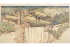 Frank Lloyd Wright and John H Howe, Fallingwater, 1937, pencil and coloured pencil on tracing paper. Picture credit: The Frank Lloyd Wright Fdn, AZ / Art Resource, NY/Scala, Florence. © ARS, NY and DACS, London (page 216)