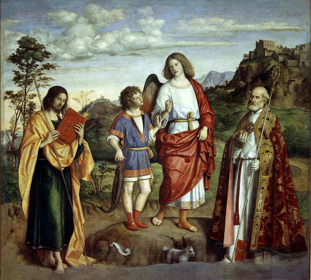Cima da Conegliano, The Archangel Raphael and Tobias between Saints James the Greater and Nicholas of Bari