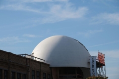 Niemeyer Sphere by architect Oscar Niemeyer, at Techne Sphere Leipzig, 2019