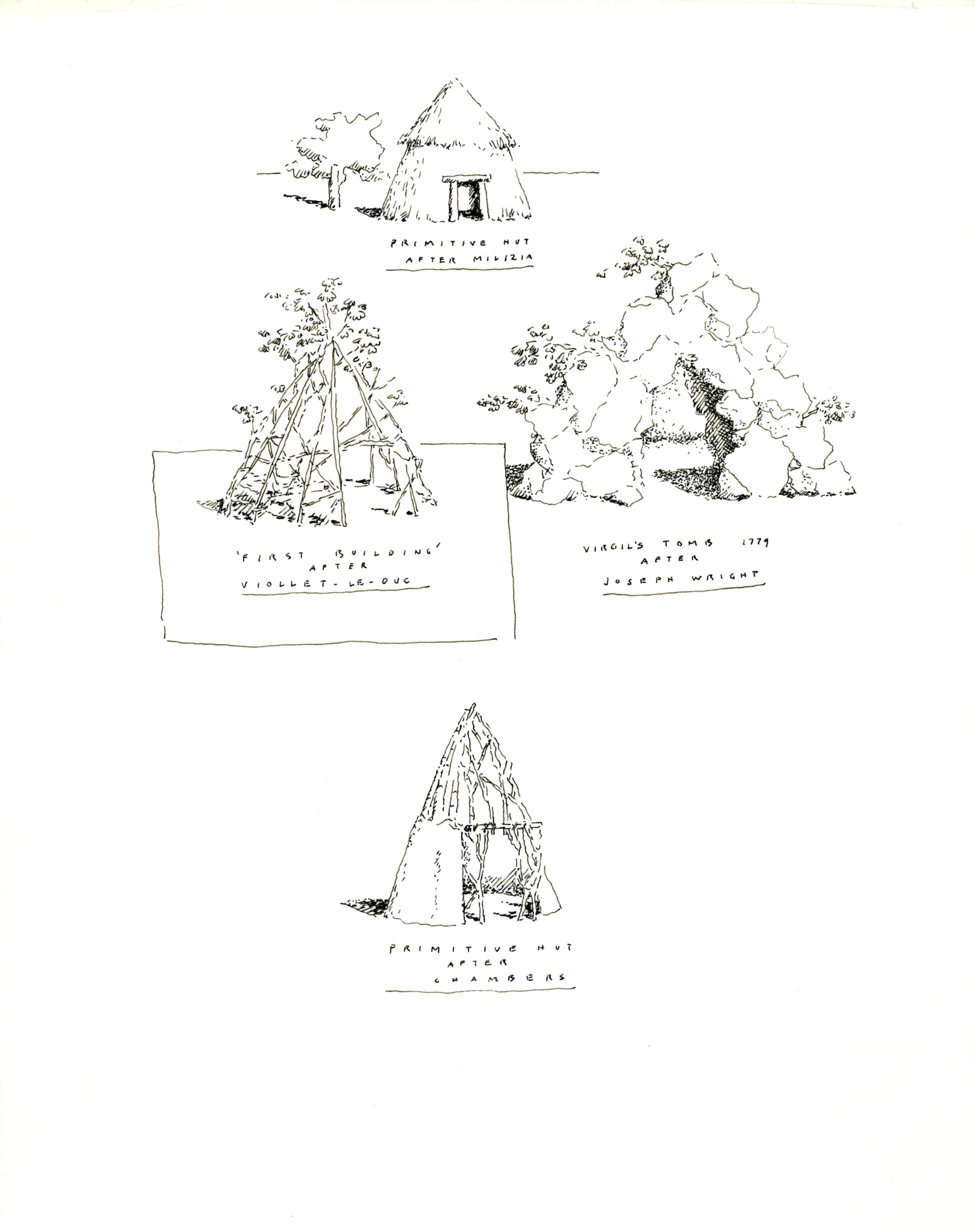 Ink sketches composed for Castelli Folly: Michael Graves
