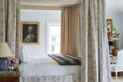 The four-poster bed is dressed with a Chinese toile fabric by Bennison, the portrait is of Beatrice Cenci after one by Guido Reni, and the roses are from the garden. I could sleep for a thousand years in this room if there was ever time.