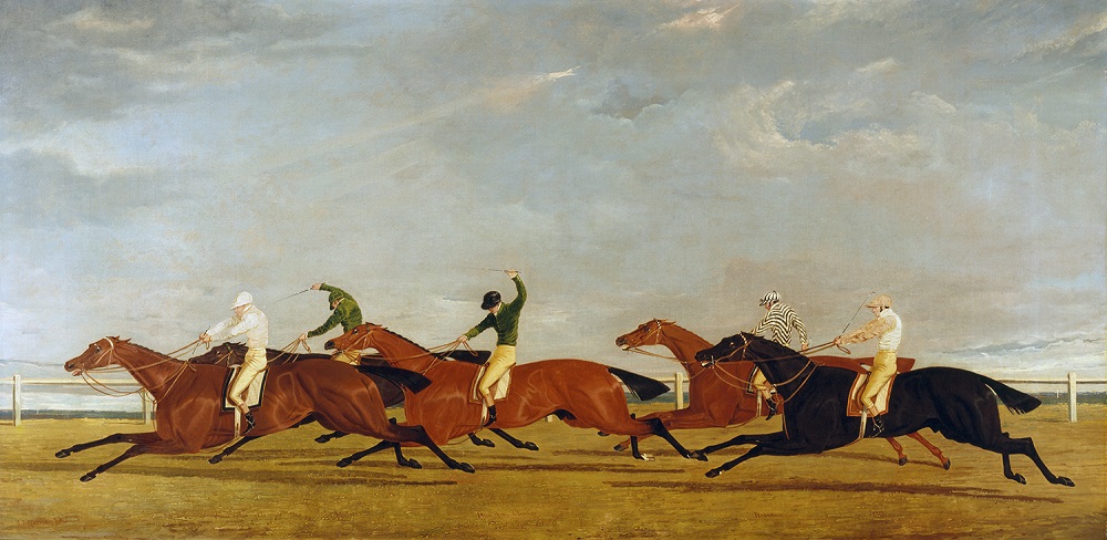 John Frederick Herring, Sr. (English, 1795–1865). The Final Lengths of the Race for the Doncaster Gold Cup, 1826. Oil on canvas, 17 3/4 x 35 3/4 in. Virginia Museum of Fine Arts, Richmond, Paul Mellon Collection, 99.79. Image © Virginia Museum of Fine Arts. Photo: Katherine Wetzel