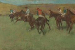 Edgar Degas (French, 1834–1917). At the Races: Before the Start, ca. 1885–92. Oil on canvas, 15 3/4 x 35 5/8 in. Virginia Museum of Fine Arts, Richmond, Collection of Mr. and Mrs. Paul Mellon, 85.496. Image © Virginia Museum of Fine Arts. Photo: Katherine Wetzel