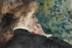 Pierre-Auguste Renoir (French, 1841–1919). Pensive, 1875. Oil on paper on canvas, 18 1/8 x 15 in. Virginia Museum of Fine Arts, Richmond, Collection of Mr. and Mrs. Paul Mellon, 83.47. Image © Virginia Museum of Fine Arts. Photo: Katherine Wetzel