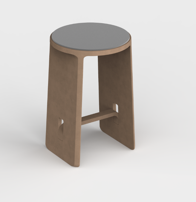 Made from Waste - Rendering of a concept stool designed by Humanscale's Sergio Silva using primarily UBQ Materials from reformulated non-recyclable municipal waste. © Humanscale