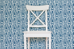 New Blue Colorways for Block Print Wallpaper by Sarah & Ruby