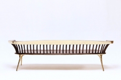 6b. Brass and wood sofa by Valentin Loellman. Galerie Gosserez