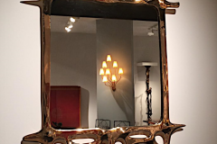 Surrealist mirror in bronze by Victor Roman (1937-1995). Galerie Yves and Victor Gastou.