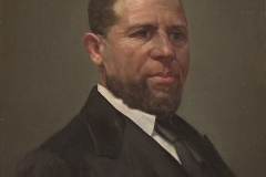 Theodor Kaufmann (1814 – 1896), Portrait of Hiram Rhodes Revels (1822-1901), 1870s. oil on mill board. 12 x 10 in. Transfer from Olin Library, Photography Courtesy of the Herbert F. Johnson Museum of Art, Cornell University, Ithaca, New York. 69.170.