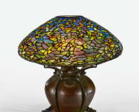 Lot 16: Tiffany Studios An Important And Rare "Butterfly" Table Lamp shade designed by Clara Driscoll,