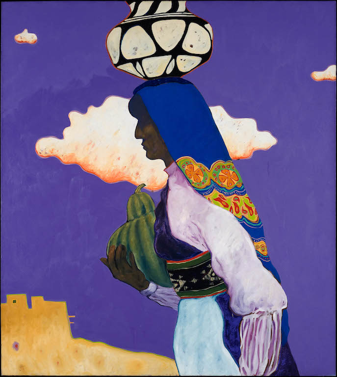 T. C. Cannon (1946–1978, Caddo/Kiowa), Cloud Madonna, 1975. Acrylic on canvas. Collection of Charlesand Karen Miller Nearburg, promised gift to the Hood Museum of Art, Dartmouth College, Dartmouth,New Hampshire, © 2017 Estate of T. C. Cannon.
