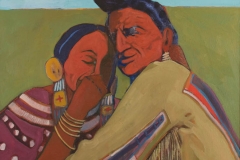 T. C. Cannon (1946–1978, Caddo/Kiowa), Favorite Wife, 1972. Oil on canvas. Collection of GeorgeOswalt. © 2017 Estate of T. C. Cannon. Photo by Carla Cain.