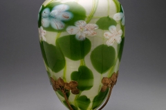 Tiffany Studios, Water Lily Millefiore Vase with Stand , about 1910, blown glass, gilt bronze stand. Photograph by John Faier. © Driehaus Museum 2013