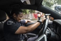 CaBria Davis, Camden, NJ, works the beat as a police officer in Camden, NJ. Contact via Mike Davies, Michael.Daniels@camdencountypd.org 609-820-3594 (CREDIT: LYNSEY ADDARIO)