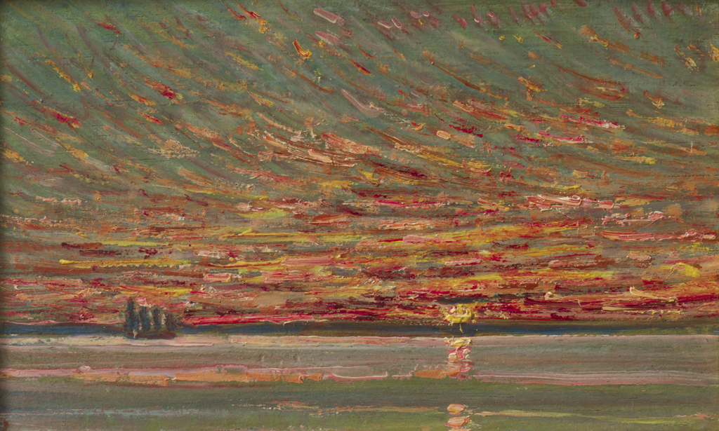 Childe HassamSunset Sky 1905Oil on wood panel4 Â¾ x 7 Â¾ in. (12.1 x 19.7 cm)Alexandria and Michael AltmanImage courtesy of Michael Altman Fine Art and Advisory Services, LLC.