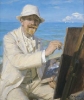 Kr_yer-Self-Portrait, Sitting by His Easel at Skagen Beach