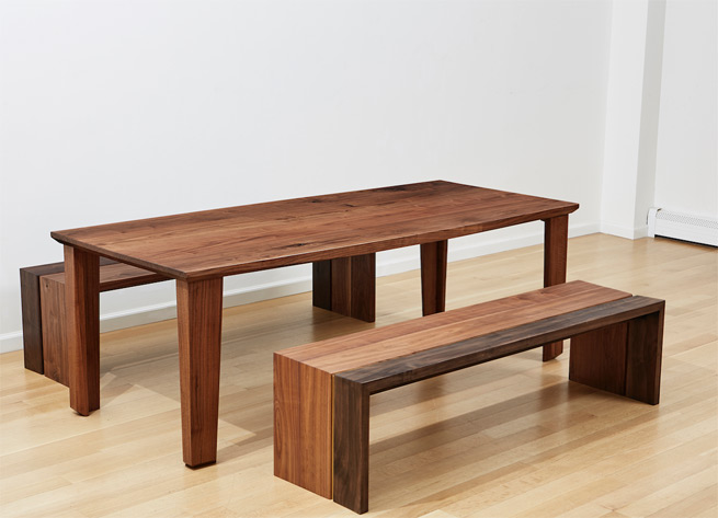 Think Fabricate_Tapered Chamfer Dining Table & Dialogue Bench